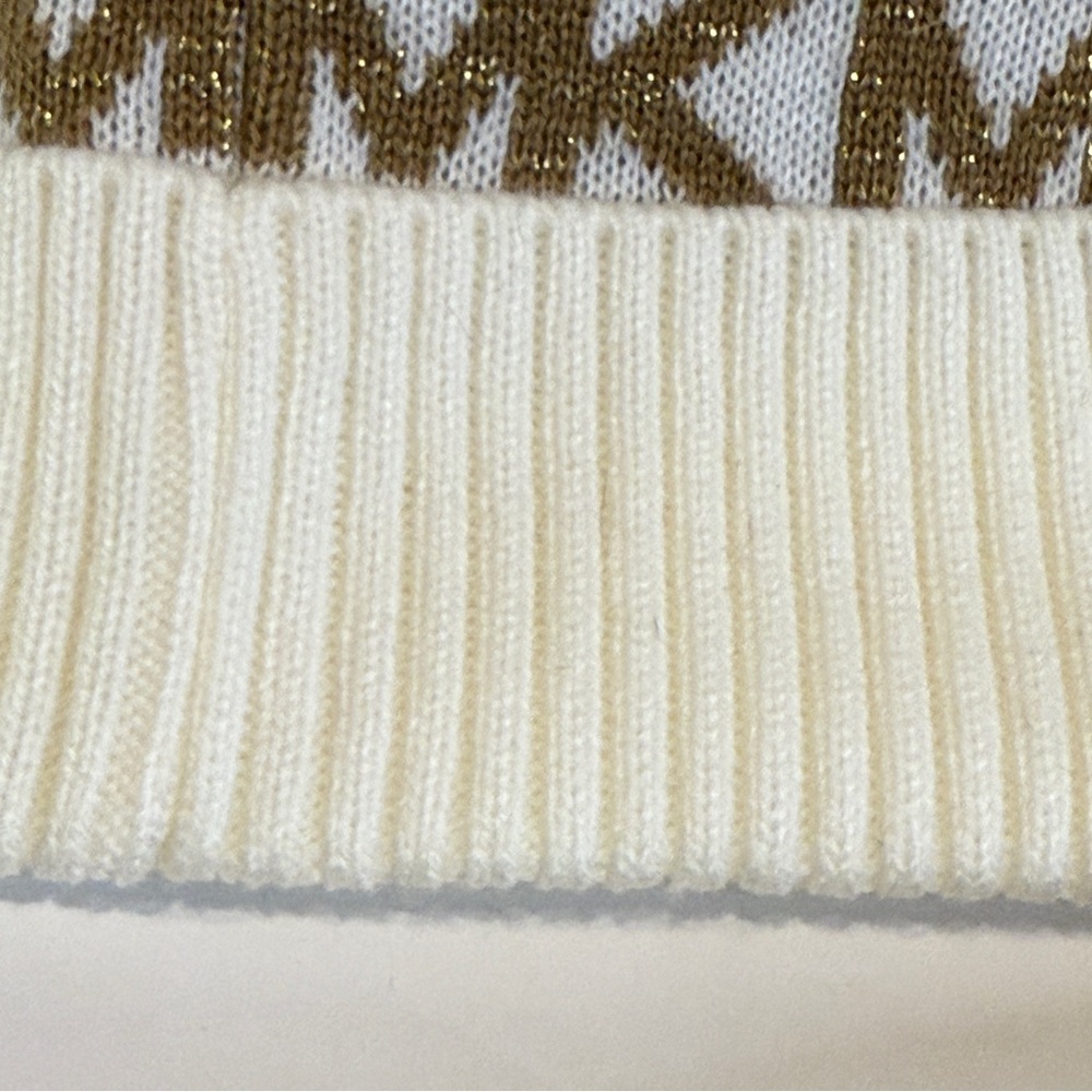 🆕 Michael Kors Gold Logo Knit Hat, Scarf & Gloves Set ✨✨New Without Tags - Picture 5 of 11